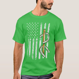T-shirt Horseshoe Pitching USA Flag Horseshoehrowing Game 