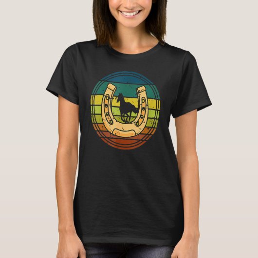 T-shirt Horseshoe Retro Style Lucky (Devant)