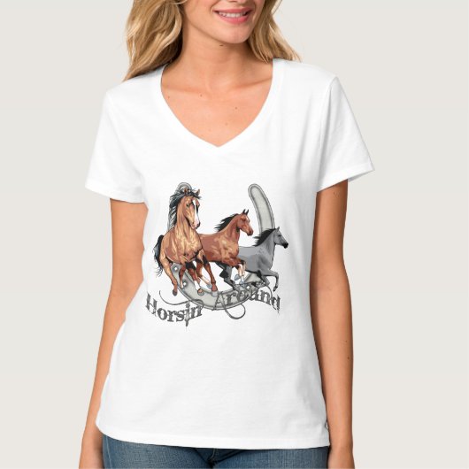 T-shirt Horsin' Autour De La Chemise À Cheval (Devant)