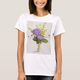 T-shirt Hortensia bleu avec la salicaire jaune