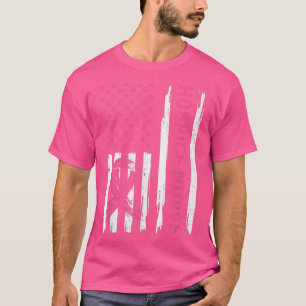 T-shirt Hospice Nurse American Flag Nurse Cancer du sein A