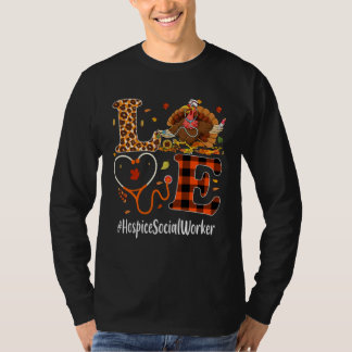 T-shirt Hospice Social Worker Love Thanksgiving Leopard  T