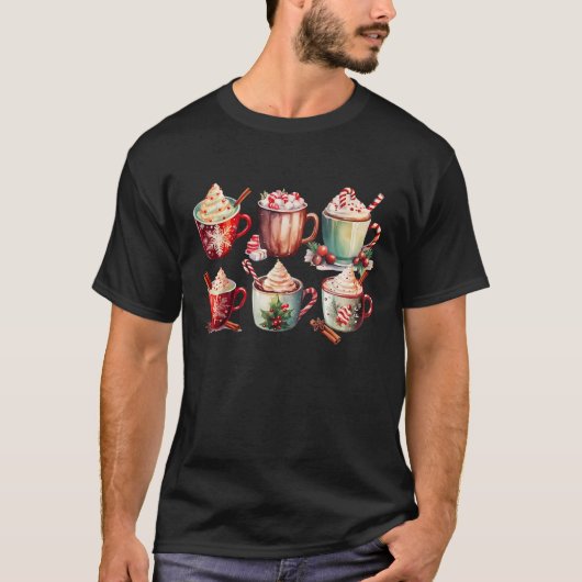 T-shirt Hot Cocoa Christmas Cup Hot Chocolate Candy Cane X (Devant)