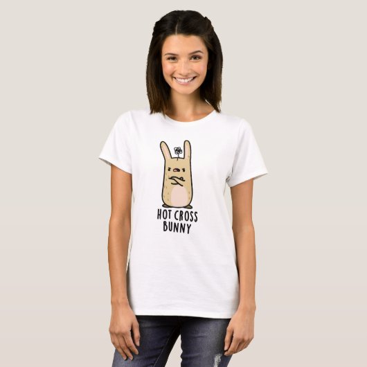 T-shirt Hot Cross Bunny Funny Angry Rabbit Pun (Devant entier)