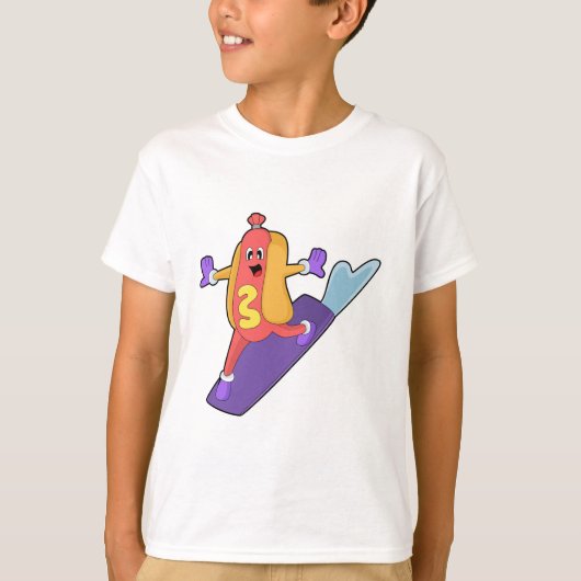 T-shirt Hot-dog as Snowboarder with Sonowboard (Devant)