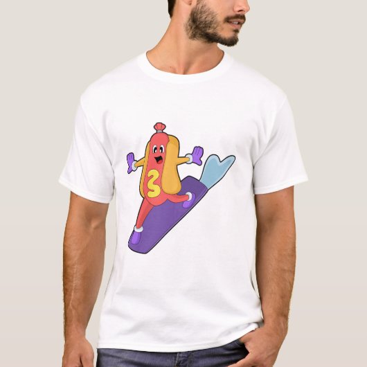 T-shirt Hot-dog as Snowboarder with Sonowboard (Devant)