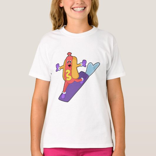 T-shirt Hot-dog as Snowboarder with Sonowboard (Devant)