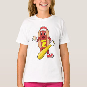 T-shirt Hot dog at baseball with baseball