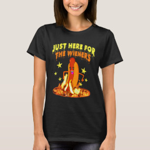 T-shirt Hot Dog Je suis juste ici pour les Wieners