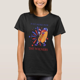 T-shirt Hot Dog Je suis juste ici pour les Wieners 4 Quart