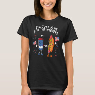 T-shirt Hot Dog Je suis juste ici pour les Wieners Funny 4