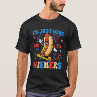 T-shirt Hot Dog Je suis juste ici pour les Wieners Funny Q