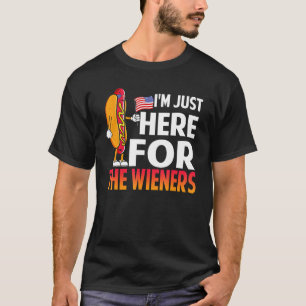 T-shirt Hot Dog Je suis juste ici pour les Wieners Saucage