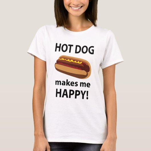 T-shirt Hot Dog Me Rend Heureux Hot Dog (Devant)