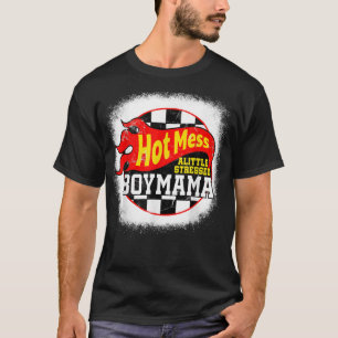 T-shirt Hot Mess Little Stressed Boy Mama Racing Cars 
