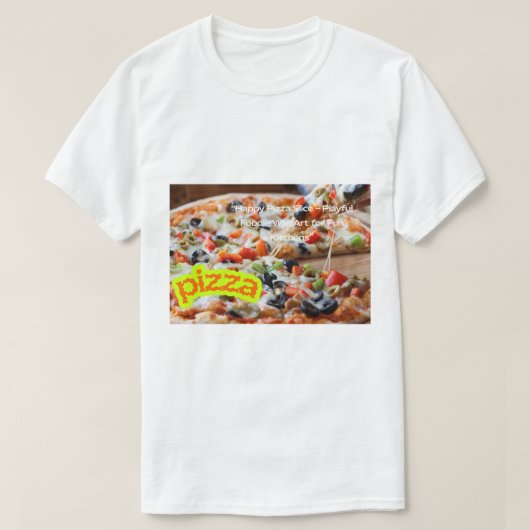 T-shirt Hot Pizza Photo - Real Steaming Food Image (Design devant)
