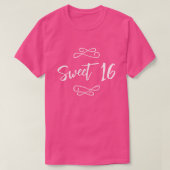 T-shirt Hot rose blanc chic Doodle moderne Script Sweet 16 (Design devant)