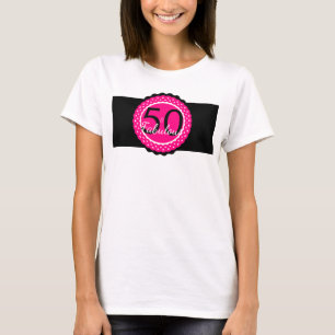 T-shirt Hot rose et noir 50 & Fabuleux cadeau d'anniversai