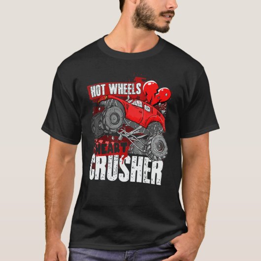 T-shirt Hot Wheel Valentines Day Hearts Crusher Monster Tr (Devant)