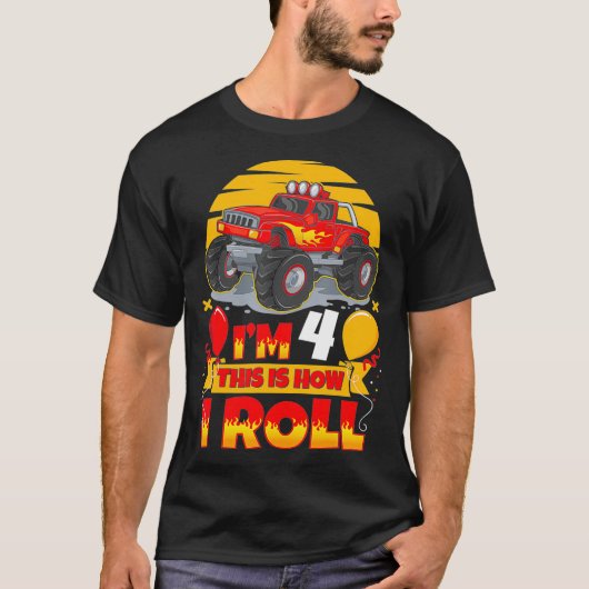 T-shirt Hot Wheels Birthday In 4 This Is How I Roll (Devant)