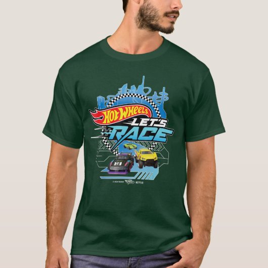 T-shirt Hot Wheels Lets Race Racing Cityscape (Devant)