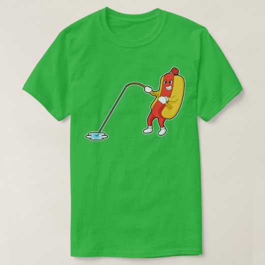 T-shirt Hotdog À La Pêche Avec Baguette De Pêche (Design devant)
