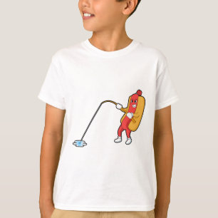 T-shirt Hotdog à la pêche avec bâtonnet de pêche