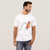 T-shirt Hotdog à la pêche avec bâtonnet de pêche (Devant entier)