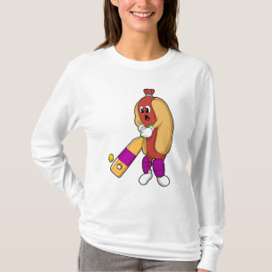 T-shirt Hotdog au cricket avec batte de cricket