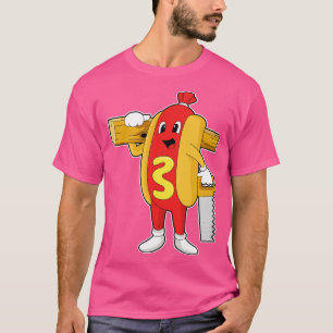 T-shirt Hotdog comme centre avec Saw Wood