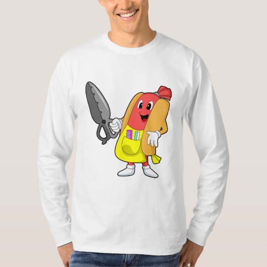 T-shirt Hotdog comme coiffeur avec ciseaux (Devant)