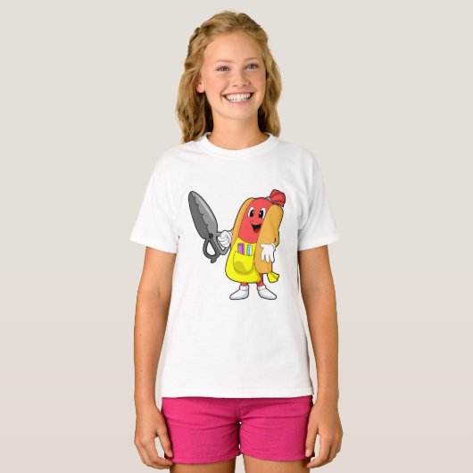 T-shirt Hotdog comme coiffeur avec ciseaux (Devant entier)