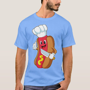 T-shirt Hotdog comme cuisinier avec Chef casquette