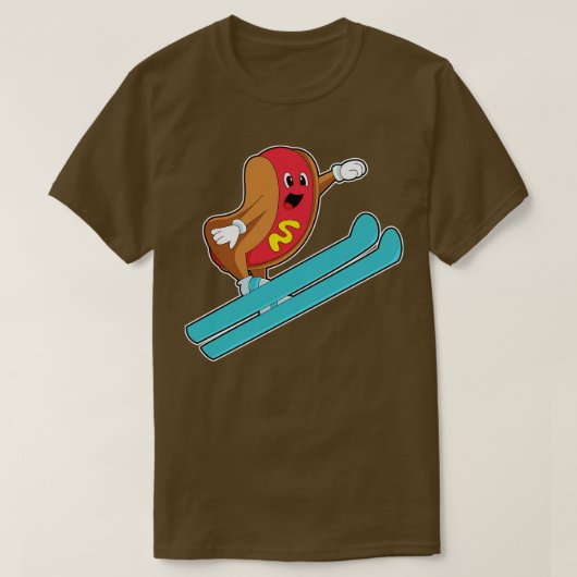 T-shirt Hotdog Comme Saut À Ski Avec Ski (Design devant)