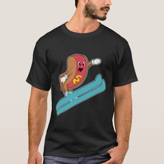 T-shirt Hotdog comme sauteur de ski avec Ski.PNG (Devant)