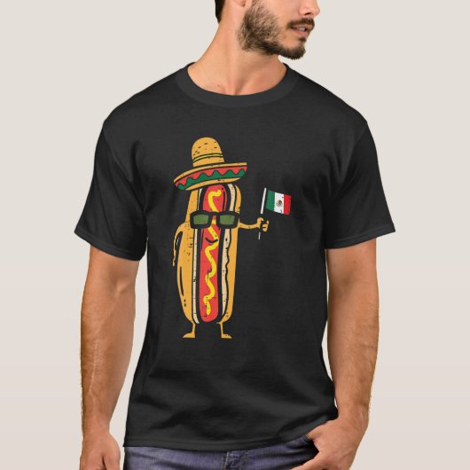 T-shirt Hotdog Drapeau Mexicain Drôle Cinco De Mayo Nourri (Devant)