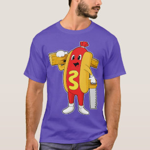 T-shirt Hotdog en penter avec scie en bois