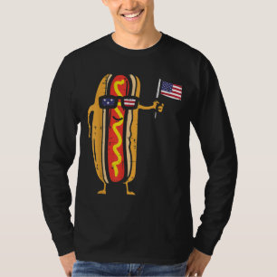 T-shirt Hotdog Lunettes de soleil Drapeau américain USA Fu