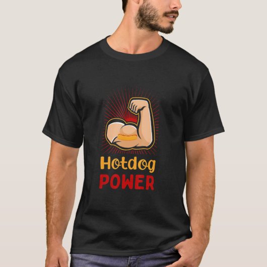 T-shirt Hotdog Power Funny Sausage Humor Meat Lover Workou (Devant)