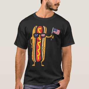 T-shirt Hotdog Sungles Drapeau américain Usa 4 juillet drô