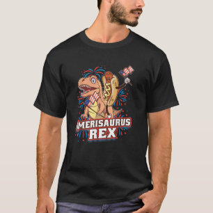 T-shirt Hotdog T Rex Dinosaur 4 juillet Amerisaurus Funn