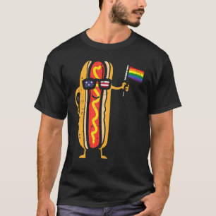 T-shirt Hotdog Us Drapeau Lunettes de soleil Rainbow Drape