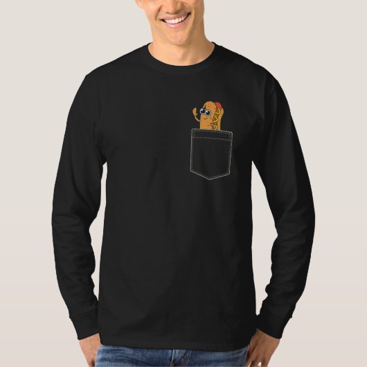 T-shirt Hotdog Weiner Franks Saucisson Foodie Cute Pocket  (Devant)
