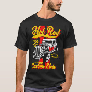 T-shirt Hotrod Cleveland Ohio Automotive Nostalgie Distres