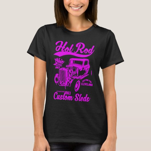 T-shirt Hotrod Cleveland Ohio Automotive Nostalgie Distres (Devant)