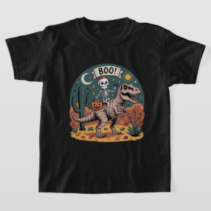 T-shirt Hou! Squelette chevauchant un dinosaure avec des b