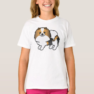 T-shirt Hound Tricolor Pomeranian mignon chien de dessin