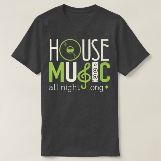 T-shirt House Music Lover Shirt House Music All Night Long (Design devant)