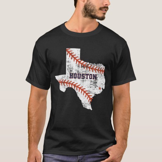 T-shirt Houston Baseball Vintage désorganisé (Devant)