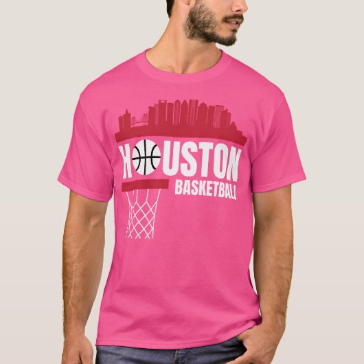 T-shirt Houston Basketball Red City Skyline Appareils (Devant)